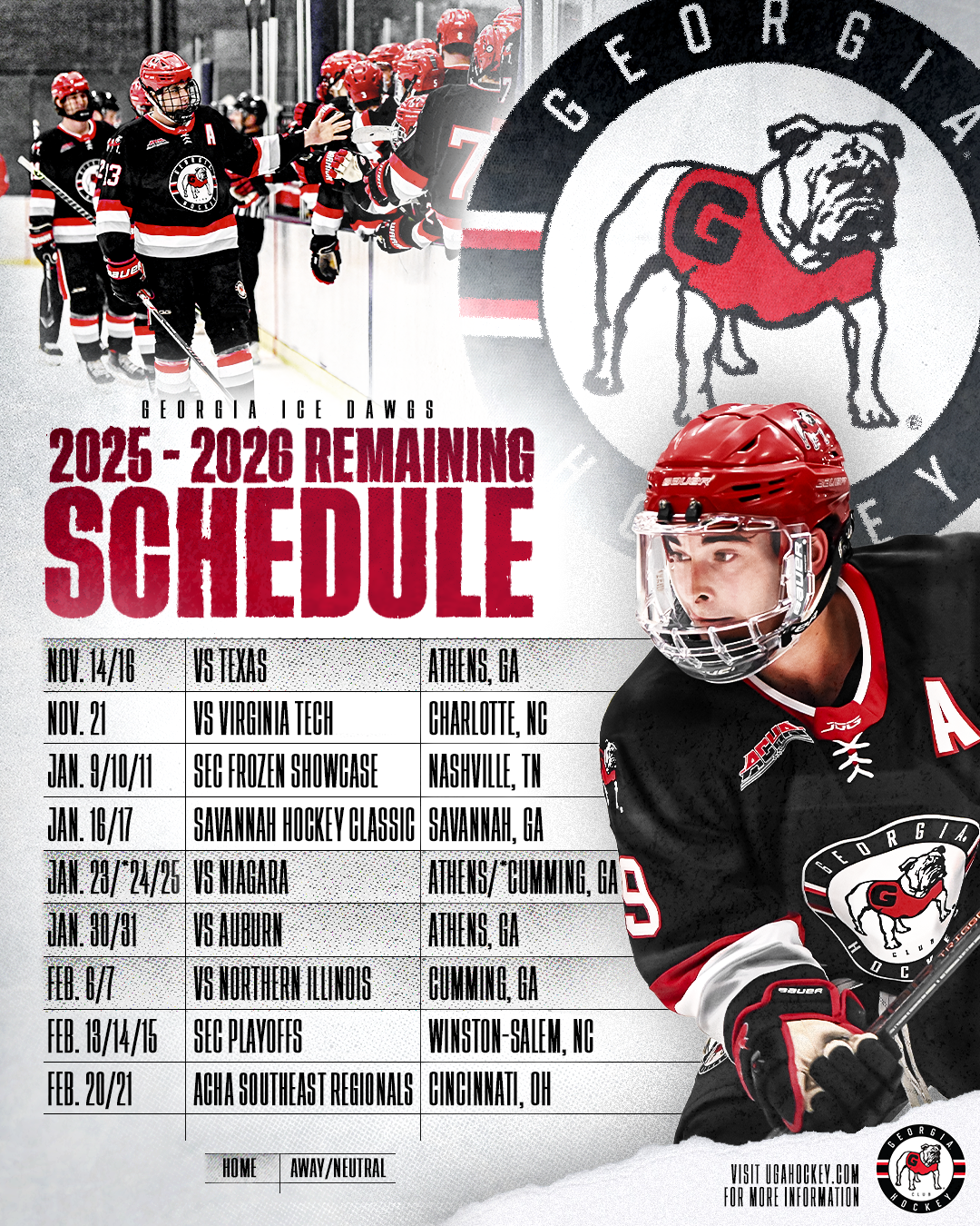 UGA Hockey schedule graphic